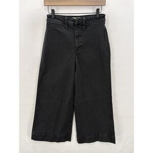 Madewell Emmett Wide-Leg Crop Pants Womens 30 Black High Rise Wide Leg Stretch